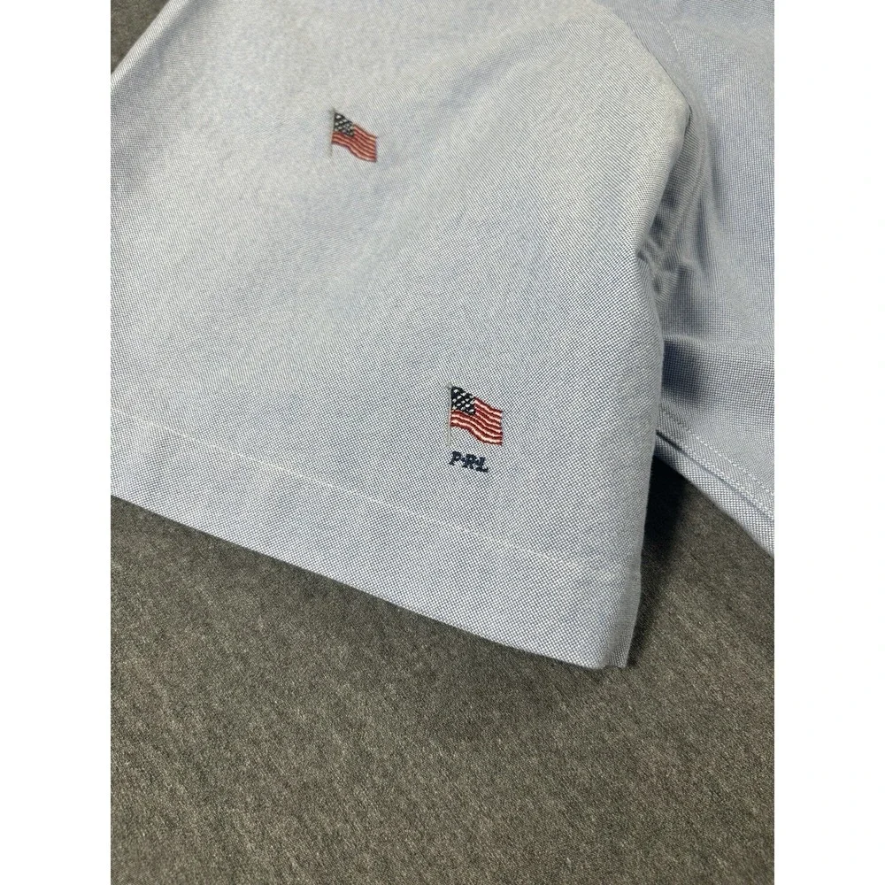 Polo Ralph Lauren Classic Fit Oxford American Flag All Over Embroidered Short Sl